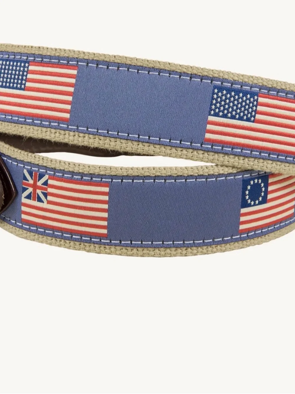Woven American Flag Club Belt - Brown & Blue
